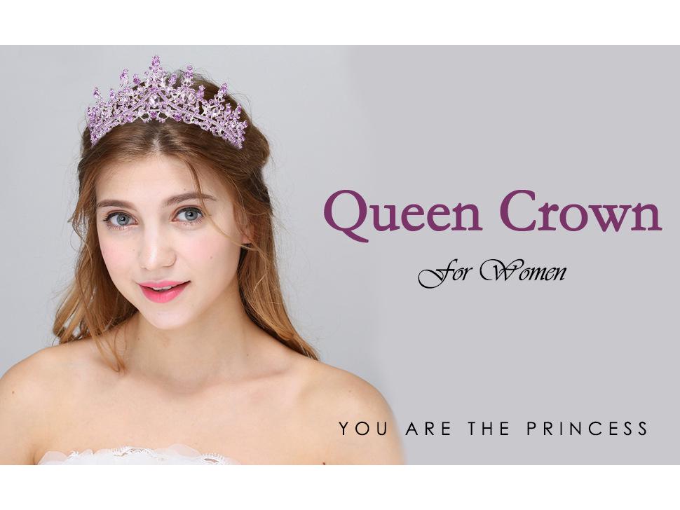 Queen Crown Rhinestone Birthday Headband - Alloy Bride Party Tiara Hair Accessory
