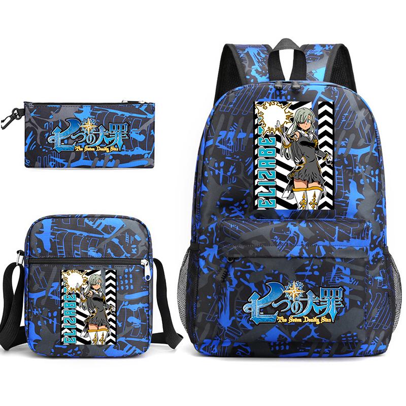 Anime The Seven Deadly Sins School Backpack Set with Shoulder Bag Pencil Case for Kids Teens Daily Bookbag