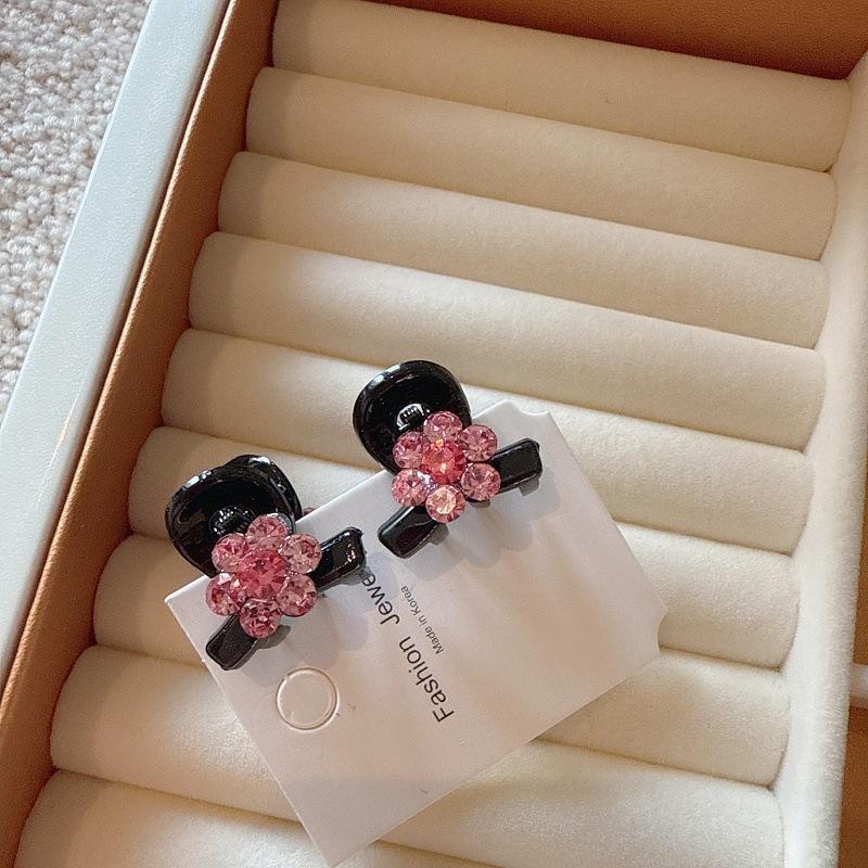 Korean Hair Accessories Temperament Rhinestone Flower Simple Small Grab Clip Broken Hair Forehead Bangs Princess Head Hairpin