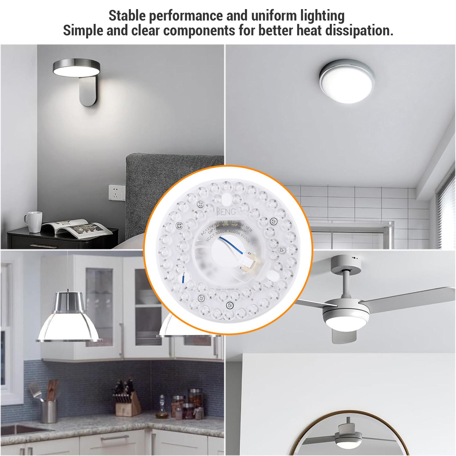 

Ceiling Fan LED Light 3CCT 3000K 4000K 6000K Ceiling Fan Light Replacement Panel 18W Energy Saving 3 Color Dimmable for Home 230 V