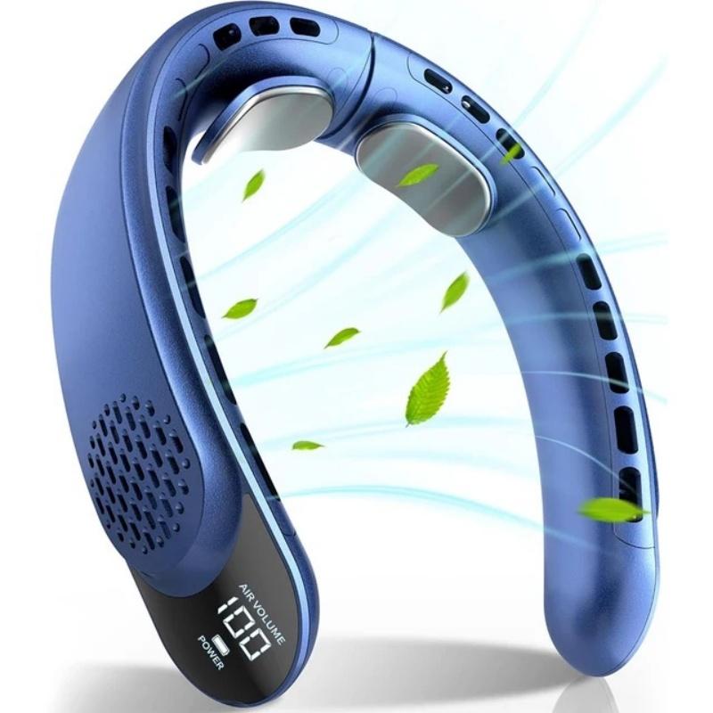 

S8 Neck Fan 4 core motors Cooling Rechargeable Air Conditioning Fans Air Cooler 4000mAh Air Conditioner 3 Speed For Sports синій