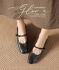 Sheepskin Square Head Coarse Heel Strap Mary Jane Shoes