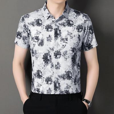 New Summer Style Men's Short-sleeved Ice Silk Casual Iron-free Shirt Pocket Middle-aged and Young