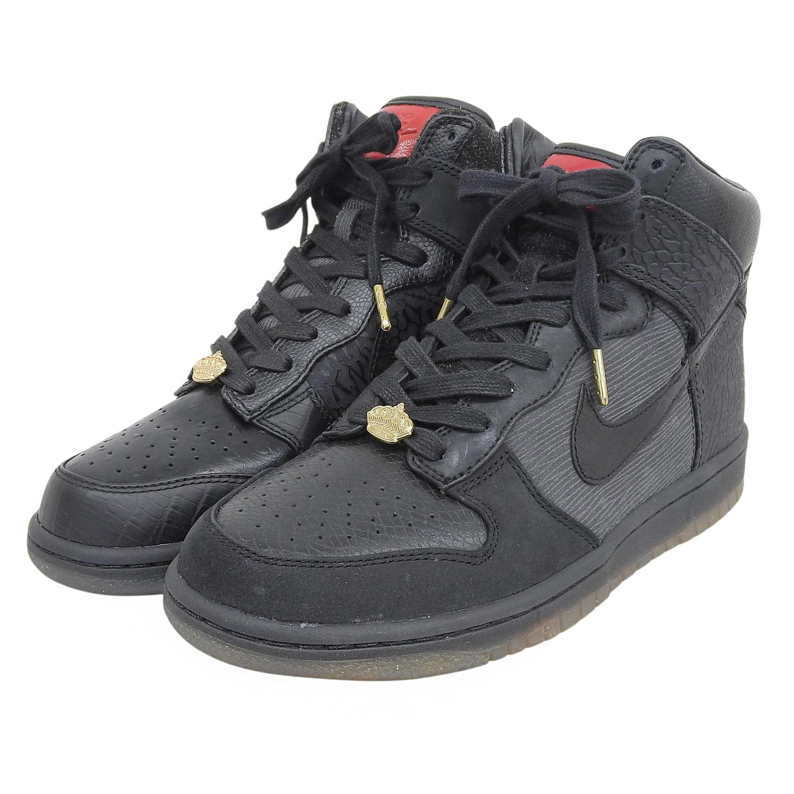 Pristine NIKE sneakers black leather mens 26 503766-001 Used