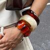 Maillard Style Translucent Smudged Acrylic Bracelet, Exaggerated Curved Resin Splicing Bracelet