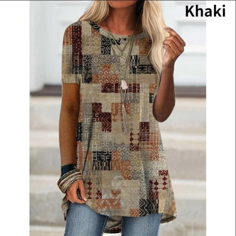 Sommer Damenbekleidung S-3XL Mode Lässige Bluse Floral Grafikdruck Kurzarm Lässige Tunika Locker O-Ausschnitt Oberteile