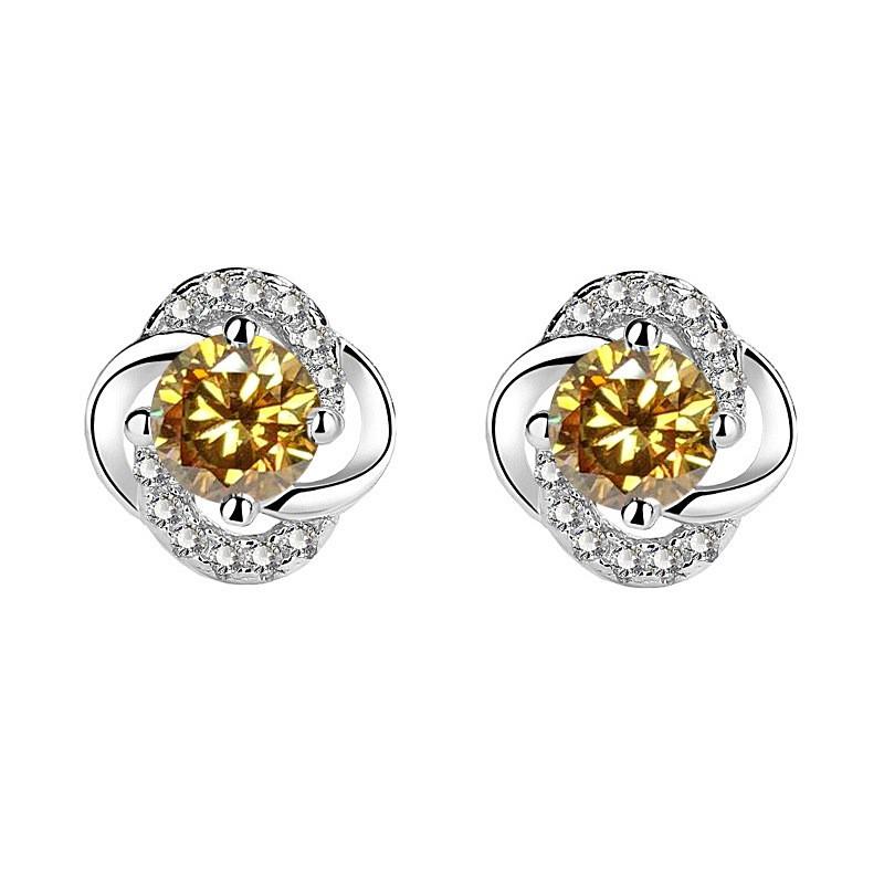 Sterling Moissanite Clover Stud Earrings Women Minimalist Floral Geometric Jewelry Gift