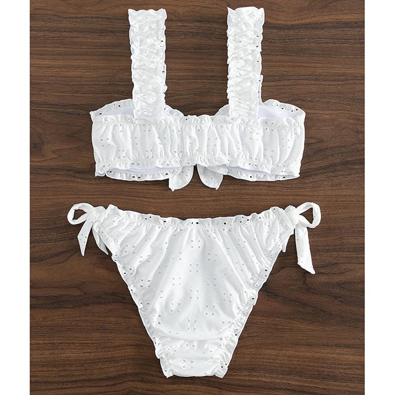 Knot Front Tie Side Bikinis Solid Color Swimsuit Women Swimwear Female Sexy Bathers Bathing Swimming Swim Suit Beachwear