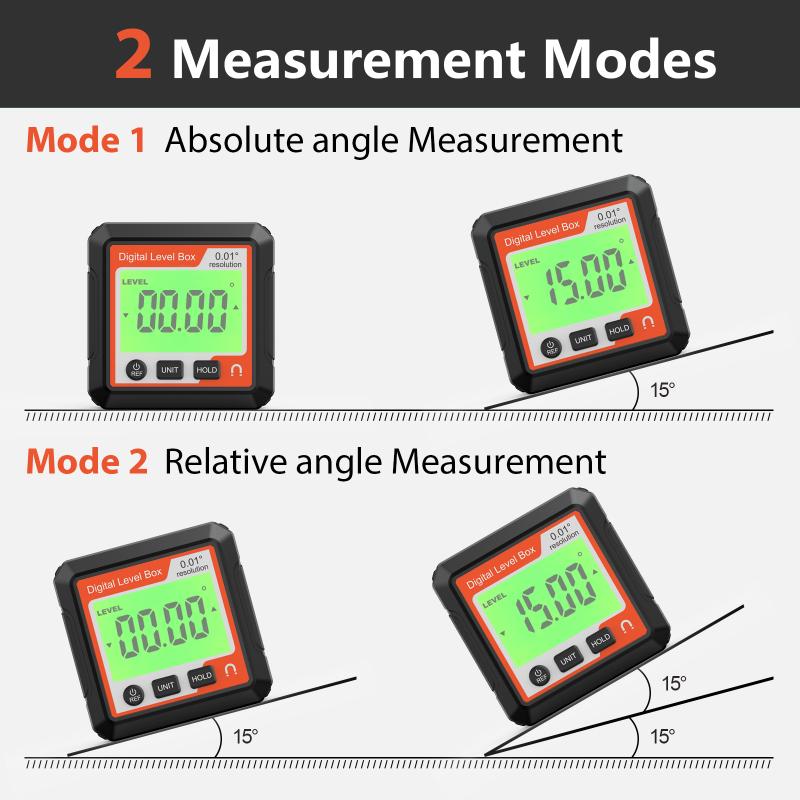 Digital Angle Finder Gauge W/ Magnetic Base and Backlit LCD Display Angle Ruler 4 of 90 Degree Digital Level Box for Woodworking