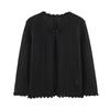 Women Long Sleeve Crew Neck Hollow Knit Cardigan