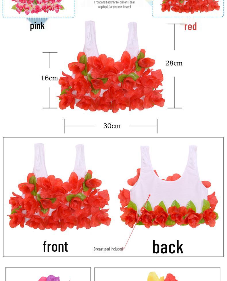 80cm Thick Flowing Grass Skirt Set: Eight-Piece Hawaiian Seaweed Dance Outfit for Adults