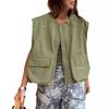 Dames Staande Kraag Mouwloos Losse Pasvorm Ritszak Normaal Vest Trendy Casual BuitenKleding Vest