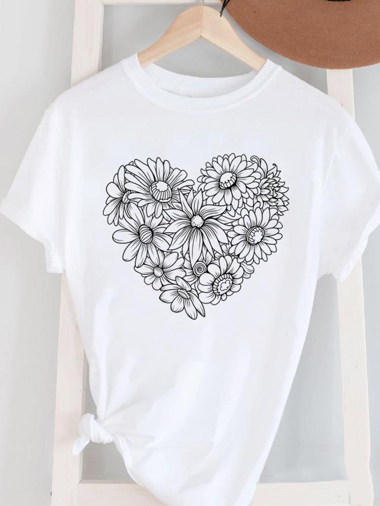 (Asian Size) Short Sleeve Women's Top T Female Print  Fashion Ladies O-neck Butterfly Cute Lovely Casual Clothing  Graphic Tee T-shirts