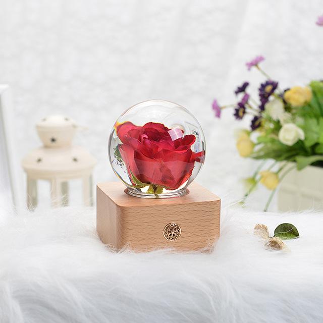 Dandelion Preserved Flower Night Light - Wooden Crystal Ball for Christmas & Birthday Gifts