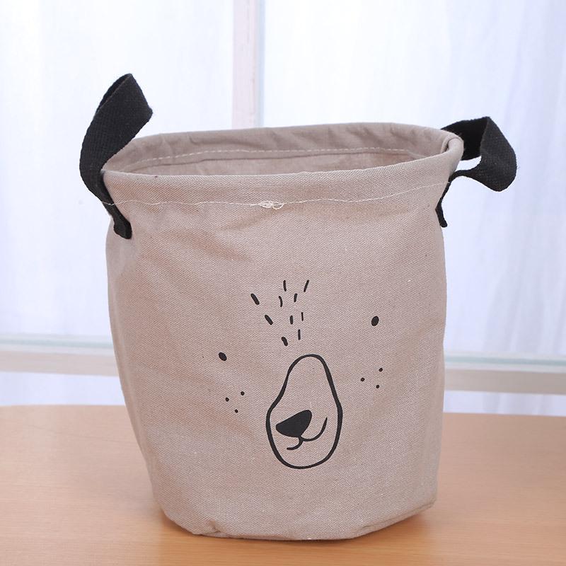 Cotton Linen Waterproof Round Laundry Hamper - Foldable Dirty Clothes Basket Storage Bag