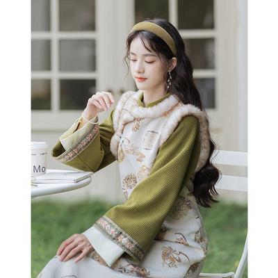 Autumn Chinese Style Women's Cheongsam Two-Piece Dress Suit - Seasonal Edition