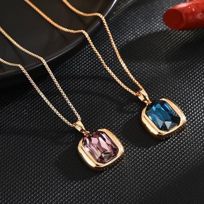 French Light Luxury High Sense Naive Blue Zircon Necklace Female Cold Wind Personality Retro Versatile Sweater Chain