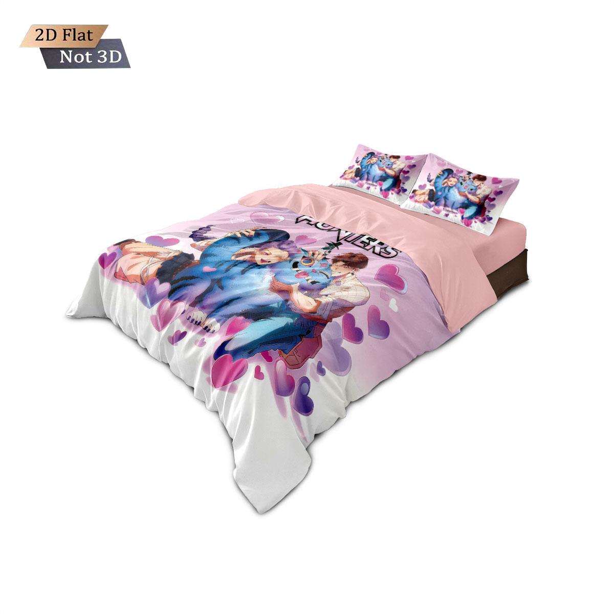 

3pcs K-Pop Demon Hunters printed coreless down duvet cover various sizes, soft bedroom bedding decoration, machine washable 135x200cm-EU-Single&set