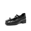 Augustine Mary Jane Women 2025 New Spring and Summer French Soft-soled Light Mouth Single Shoes Commuter Black Small Leather Shoes