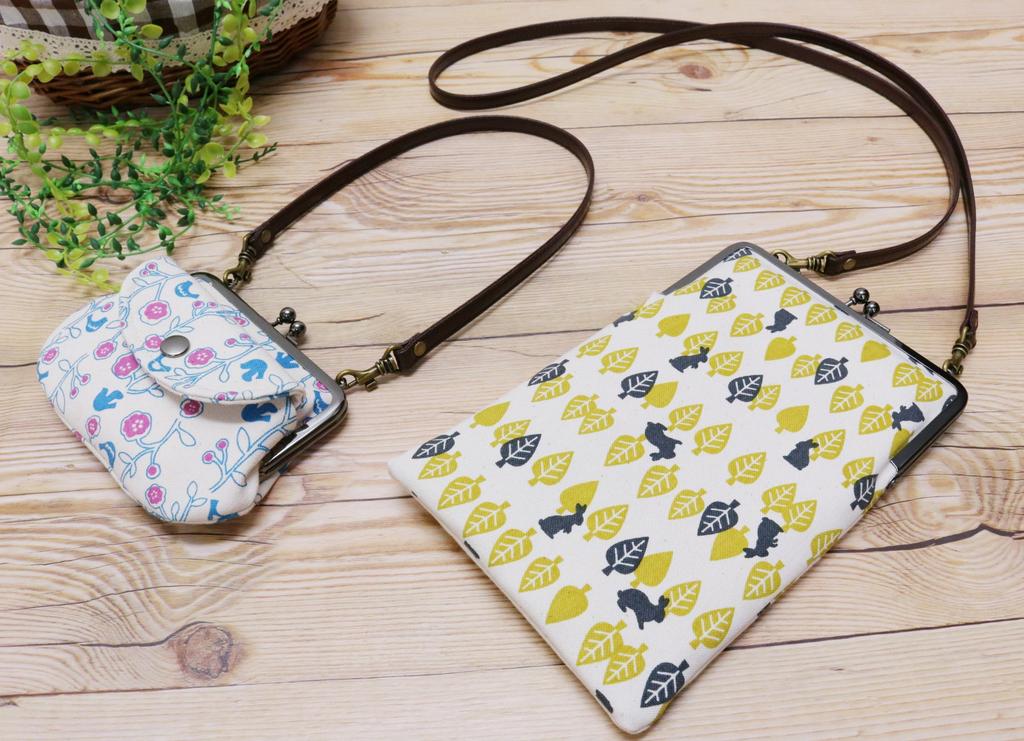 Kyosuke, Made in Japan, Cotton, Clasp Purse Wallet with Pocket and Coin Purse, Approx. 10 x 15 x 2cm, Parent-Child Clasp Purse, Tekuteko Hana,