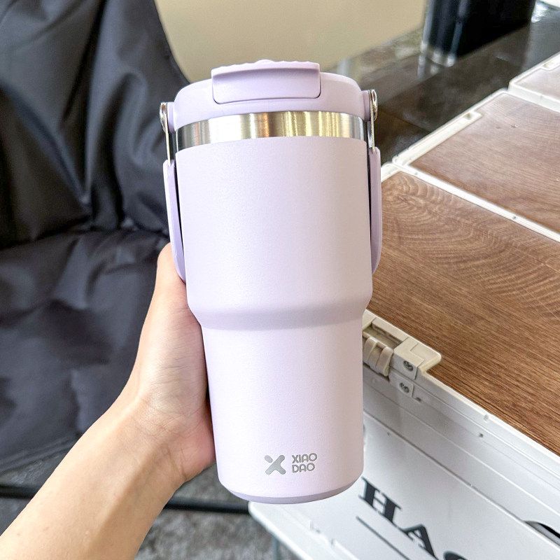 Large Capacity Vacuum Cup 2024 New Arrival Large Ice Cup Portable Vehicle-Borne Cup with Straw Summer Ins Traveling Vacuum Cup