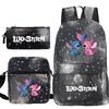 3 Piece School Backpack Set for Students Large Capacity Oxford Cloth Schoolbag with Shoulder Strap and Pencil Case