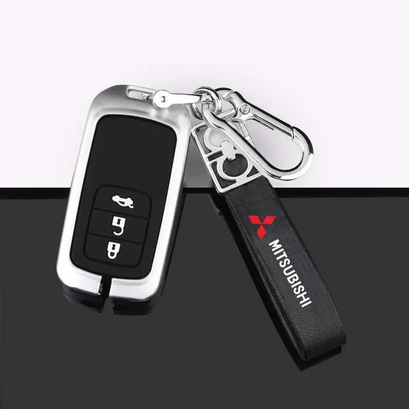 Metal/Leather Car Keychain Key Chain Ring Car Key Holder Auto Styling for Mitsubishi Pajero Outlander XL Montero Center Hub Cap fxcr23