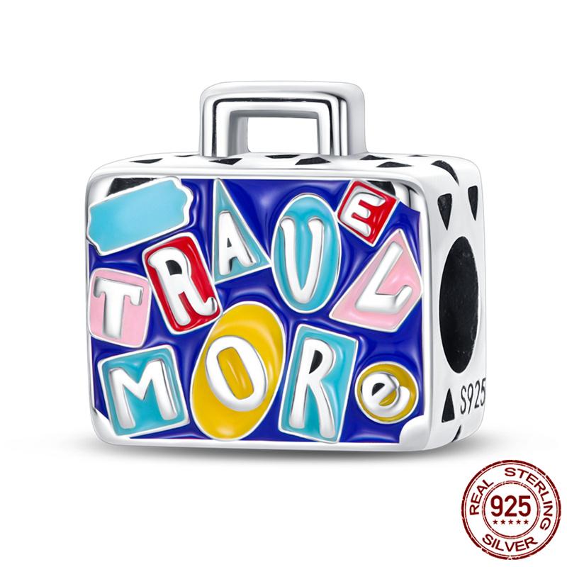 Luggage Airplane Passport Three-Piece Setcopper Charms Fitoriginal Bracelet Jewelry Making For Women Gift