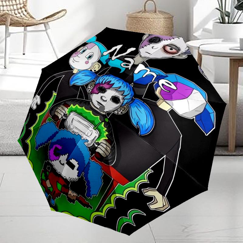 Custom Name Sally Face Theme Automatic Umbrella, Lightweight & Portable, 8 Rib, Perfect for Outdoor Travel, Birthdays, Christmas, Gifts.