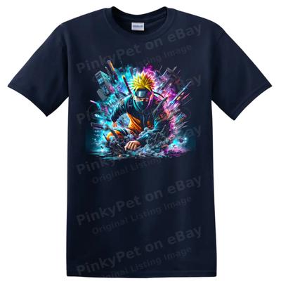 Anime T Shirt Neon Ninja Action Graphic Colorful Manga Fan Tee Gift Art