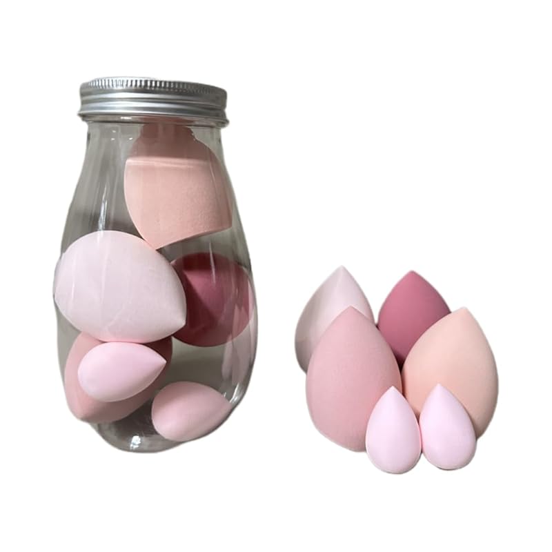 Makeup Sponges, 6 Pack Makeup Sponges (4 Large + 2 Mini), Soft Non-Absorbent Blenders for Foundation, Dry & Wet Use, Yellow Purple Pink Matcha Green
