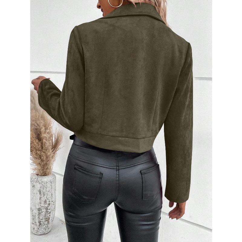 TIFICY Women's Fashion Casual Solid Color Print Autumn Winter Long Sleeve POLO Neck Jackets & Coats