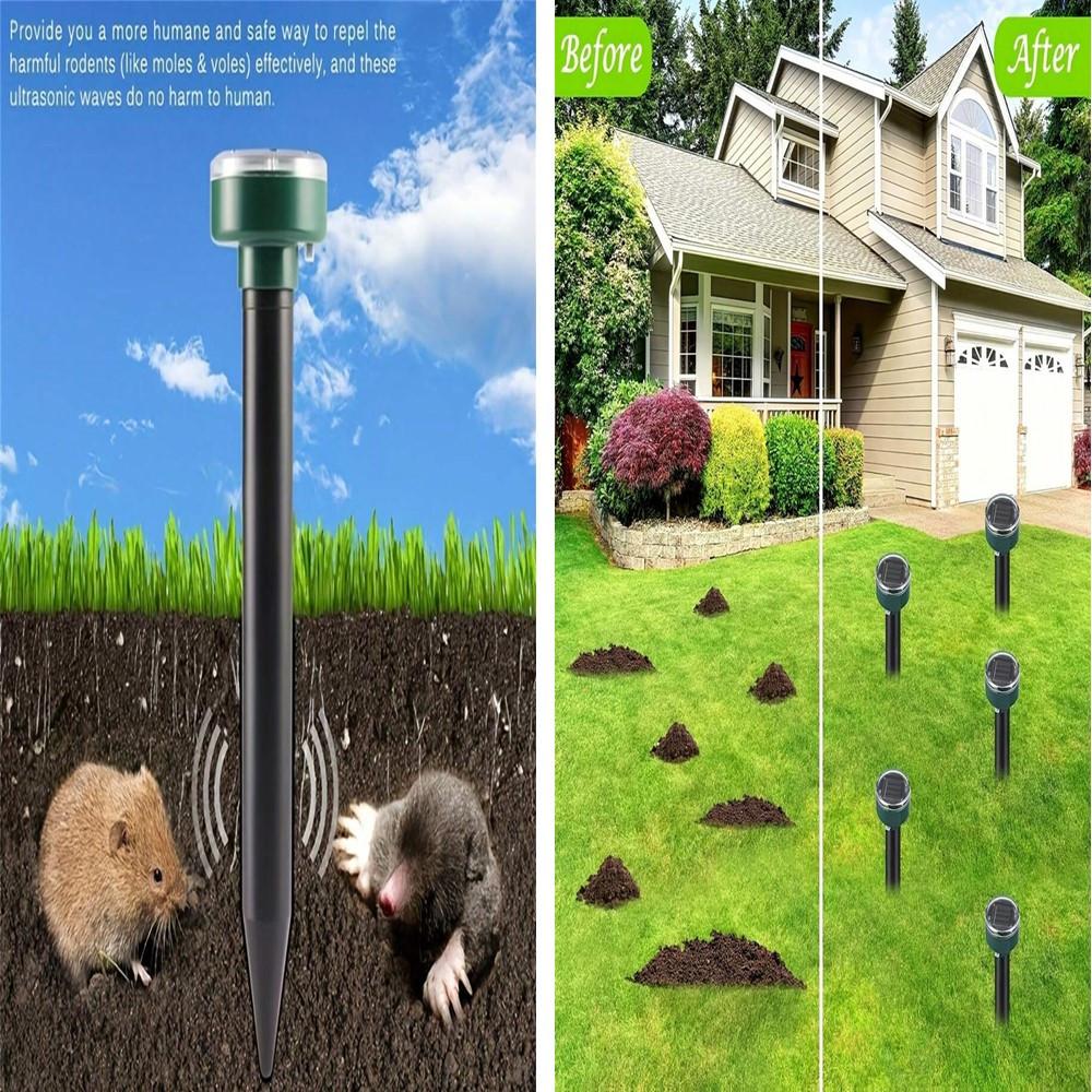 Solar Ultrasonic Rat Repellent Built-in Buzzer Outdoor Ultrasonic Garden Lawn LED Electronic Breeding Snake Repellent