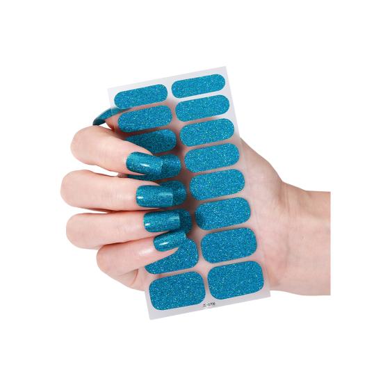 Glitter Nail Polish Strips with File Easy Apply Remove Self Adhesive Women Full Nail Sticker Home Manicure DIY Nail Art Decoration Wrap