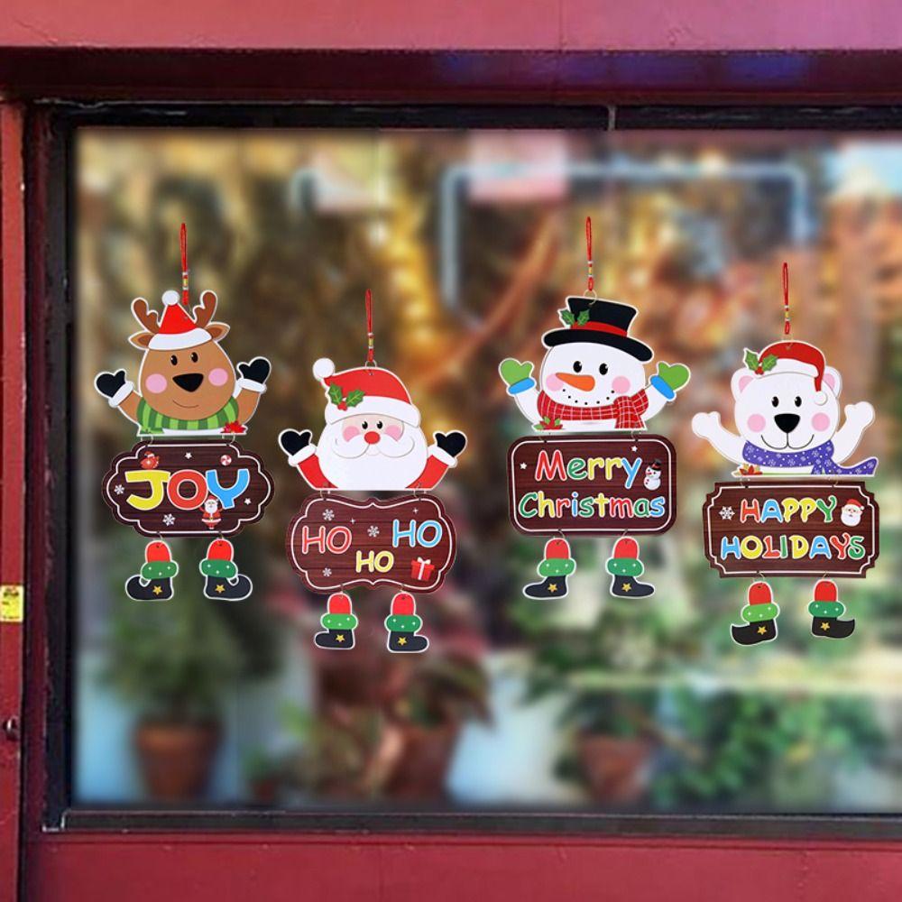 

2PCS Paper Merry Christmas Door Ornament with Lanyard Navidad Kids Gift Christmas