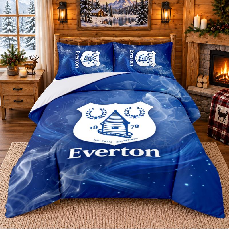 Printed 3Pcs Bedding Set Everton Football Pattern Bed Sheet Pillowcase For Bedroom Decor