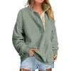 Women's Fashion Long Sleeve Solid Color Pullover Sweatshirt Casual Loose Button Sweatshirt