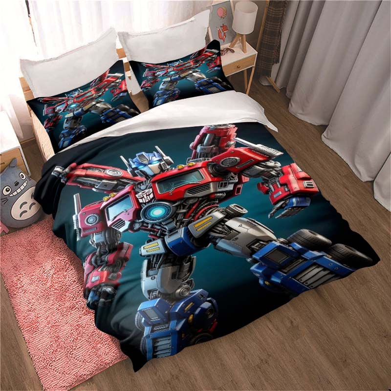 "3D Mobile Suit Gundam" anime-themed comfortable bedding set, including duvet cover, pillowcases, and children's set.