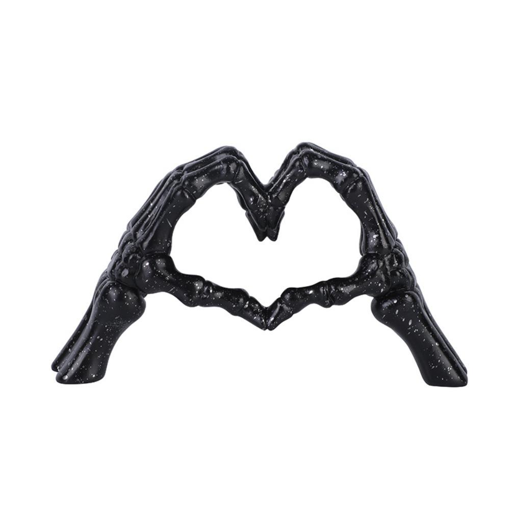 Simple Heart Skeleton Hand Statue Nordic Style Halloween Desktop Ornament Office