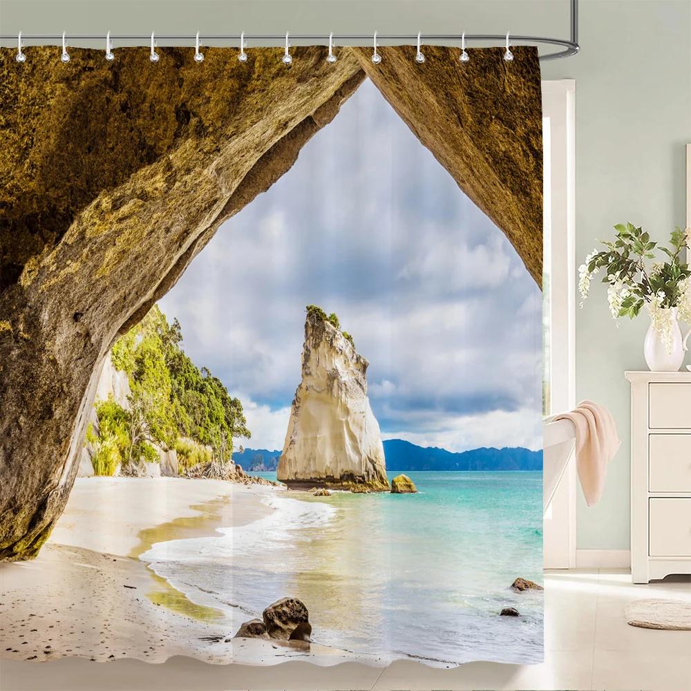 Modern 3D Printing Forest Shower Curtain Green Plant Tree Landscape Bath Curtain With Hooks For Bathroom Waterproof Scenery