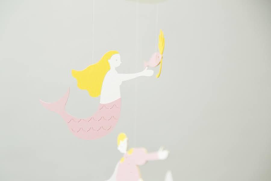 Mobile "The Little Mermaid" Baby Gift for Girls, W30cm x H50cm, Made in Japan