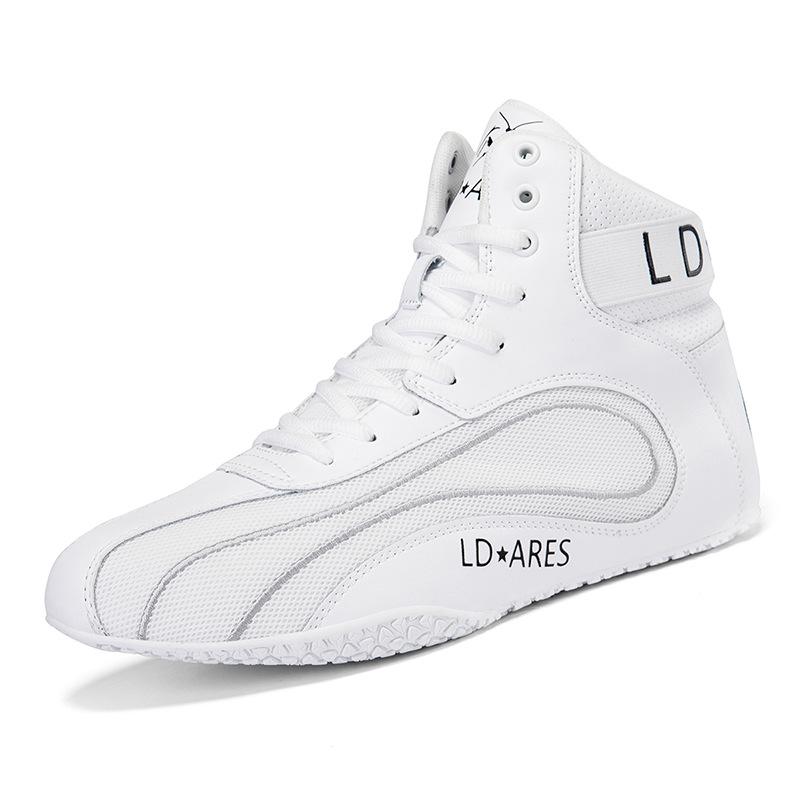 

2025 середина года помощь мужская кожаная обувь для борьбы фитнес комплексные тренировки сила боксерская обувь борьба скользкая дышащая обувь санда 47 белый
