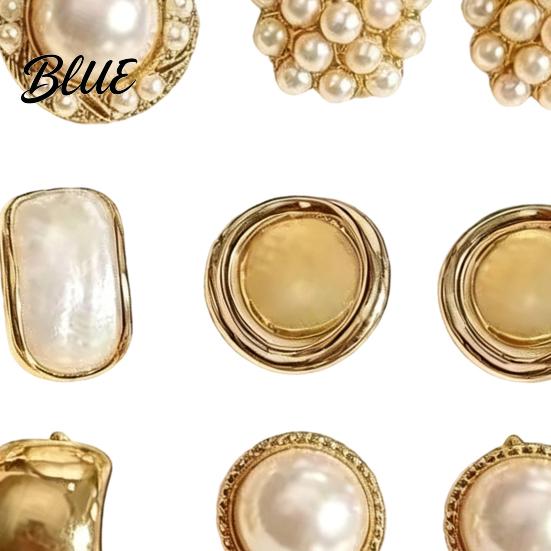 Party Earrings 6 Pairs Stud High Gloss Imitation Pearls Faux