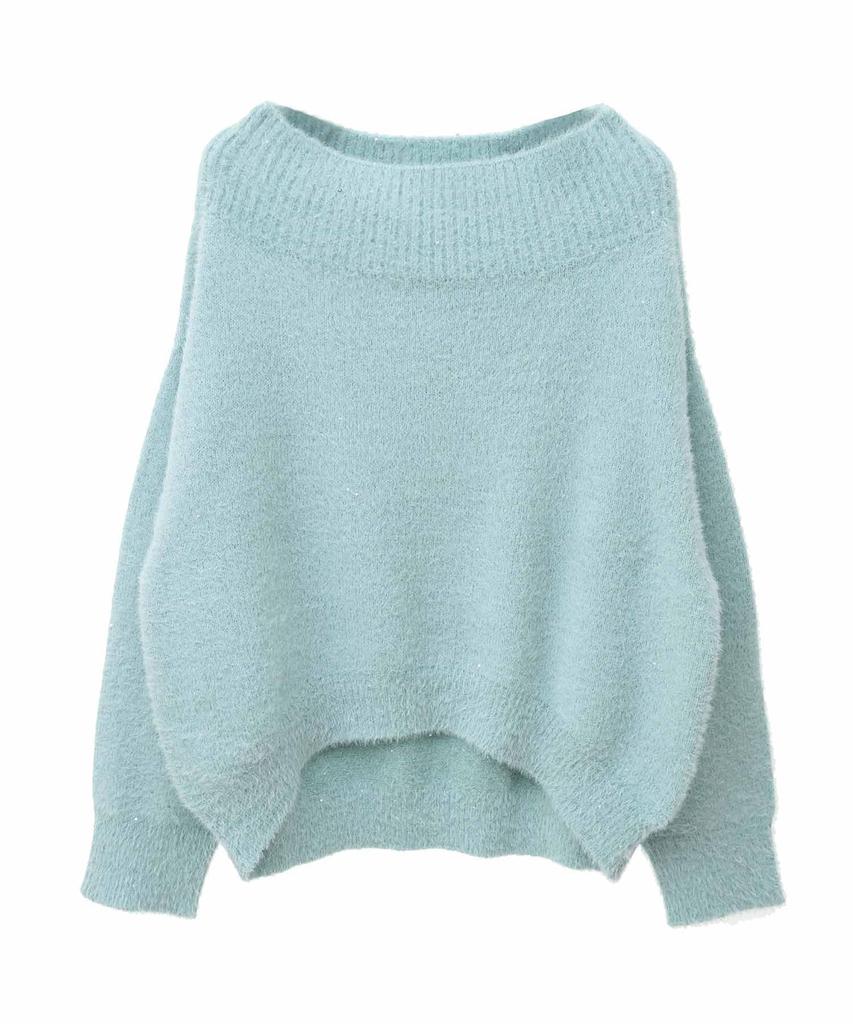 Son de Sequined Yarn Knit Green [Trenteant Mode] Sweater, Women's,