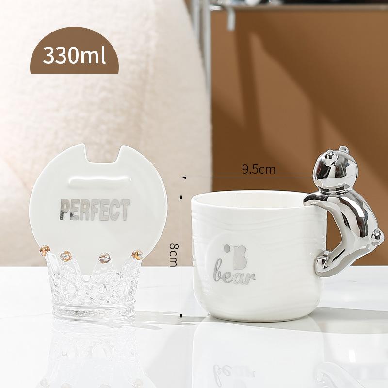 Cană ceramică drăguță cu capac, cană pentru fete, capacitate mare, cană de apă, set cadou, cană suvenir, cadou pentru copii