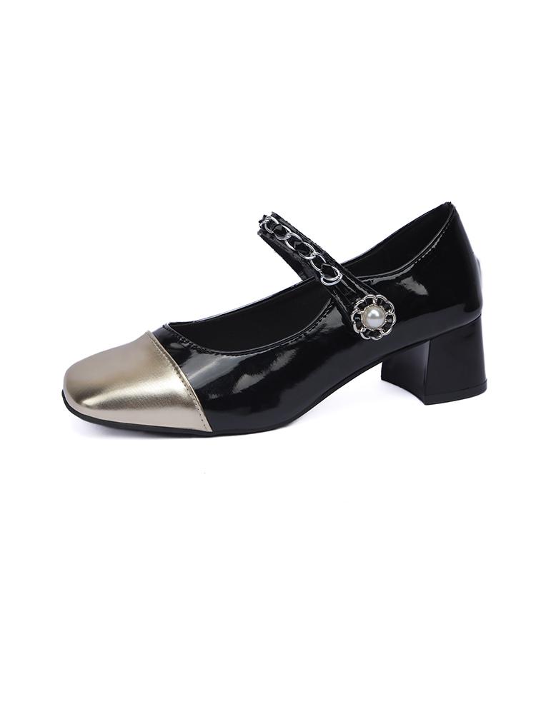 Low Sandals Woman Leather Suit Female Beige Velvet Shoes Mary Jane Block Heels Square Toe All-Match Low-heeled Black Retro Suede