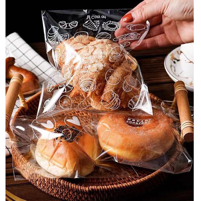 100Pcs/Lot Translucent Plastic Cookie Packaging Bags Bread Packaging Bag Wrapper Self Adhesive Bags Birthday Party Decorations