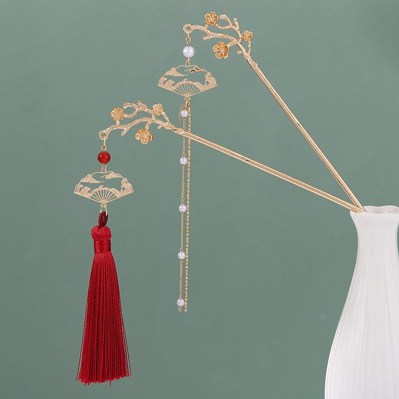 New Chinese Style Step Shake Pearl Tassel Women'S Qipao Headwear High Fashion Pan Hair Hairpin Xiuhe Hairpin