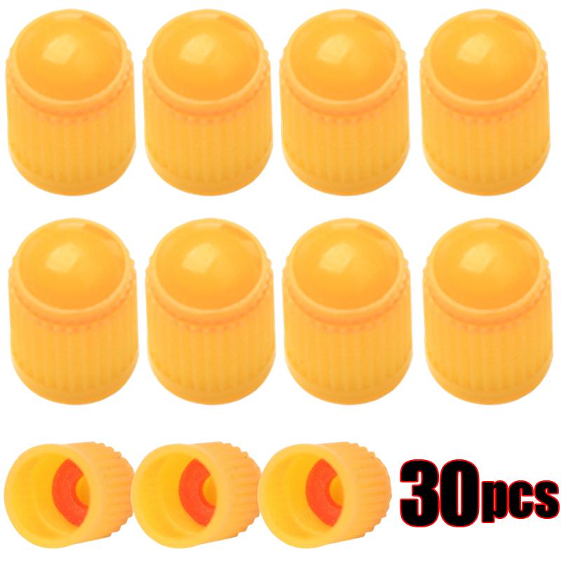 30PCS Car Tire Valve Plastic Black Bike Tyre Valve Caps with O Rubber Ring Covers Dome Shape Dust Valve for Car Motorcycles