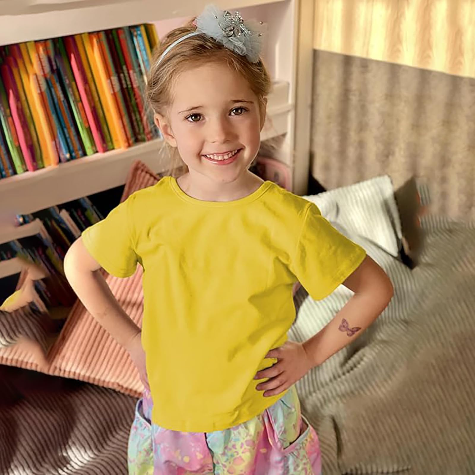 

Женская футболка с коротким рукавом, топ с фактурой в рубчик, милый, модный, мягкий и удобный 80 жёлтый